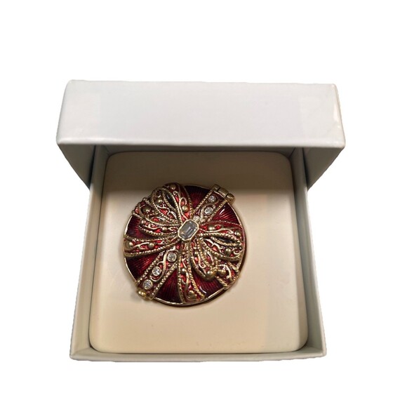 MONET Holiday "RED PRESENT" Collectible Enamel Keepsake Trinket Box  ** NIB ** - Picture 1 of 5